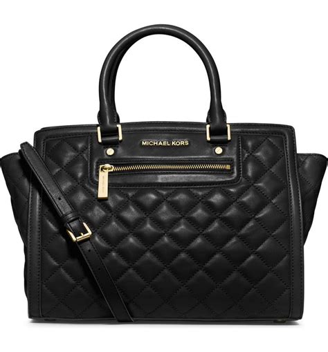 michael kors quilted leather satchel zipup|Michael Kors large satchel handbag.